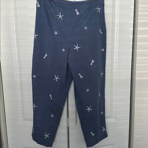 Talbots Navy Pants with Embroidered Detail